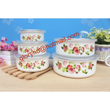 fashional enamel mixing storage bowl with PP lid